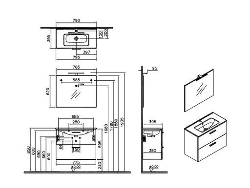 Mobile Da Bagno Serie Mia Kit Completo Bianco 80 Ferramenta Sarti S.r.l.