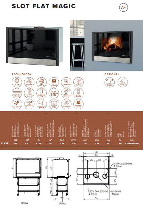 TERMOSTUFA A LEGNA INSERTO SLOT FLAT MAGIC INOX MORETTI DESIGN Ferramenta Sarti S.r.l.