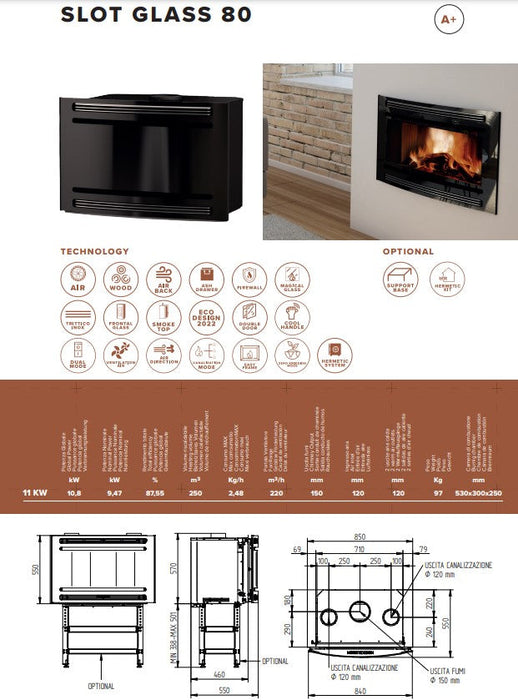 TERMOSTUFA A LEGNA INSERTO SLOT WOOD MORETTI DESIGN Ferramenta Sarti S.r.l.