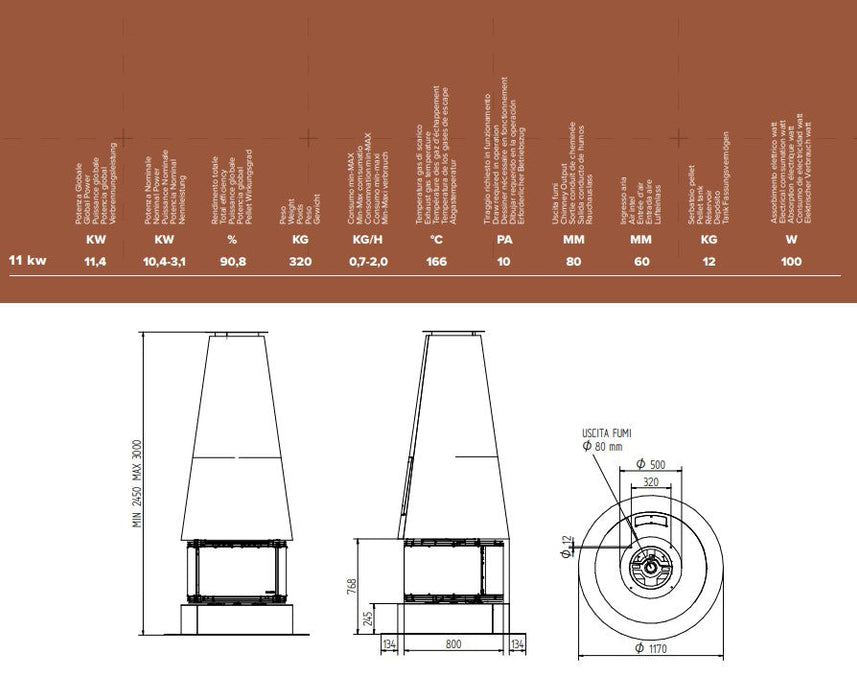 TERMOSTUFA A PELLET CENTER ROOM ARIA MORETTI DESIGN Ferramenta Sarti S.r.l.