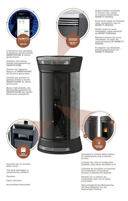 TERMOSTUFA A PELLET CLESSIDRA ARIA MORETTI DESIGN Ferramenta Sarti S.r.l.