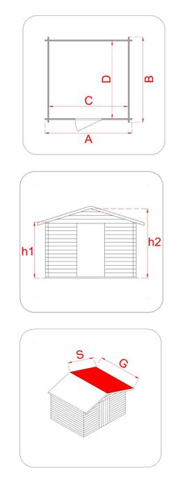 Casetta in Legno Sorrento con Pavimento 178X218X188H